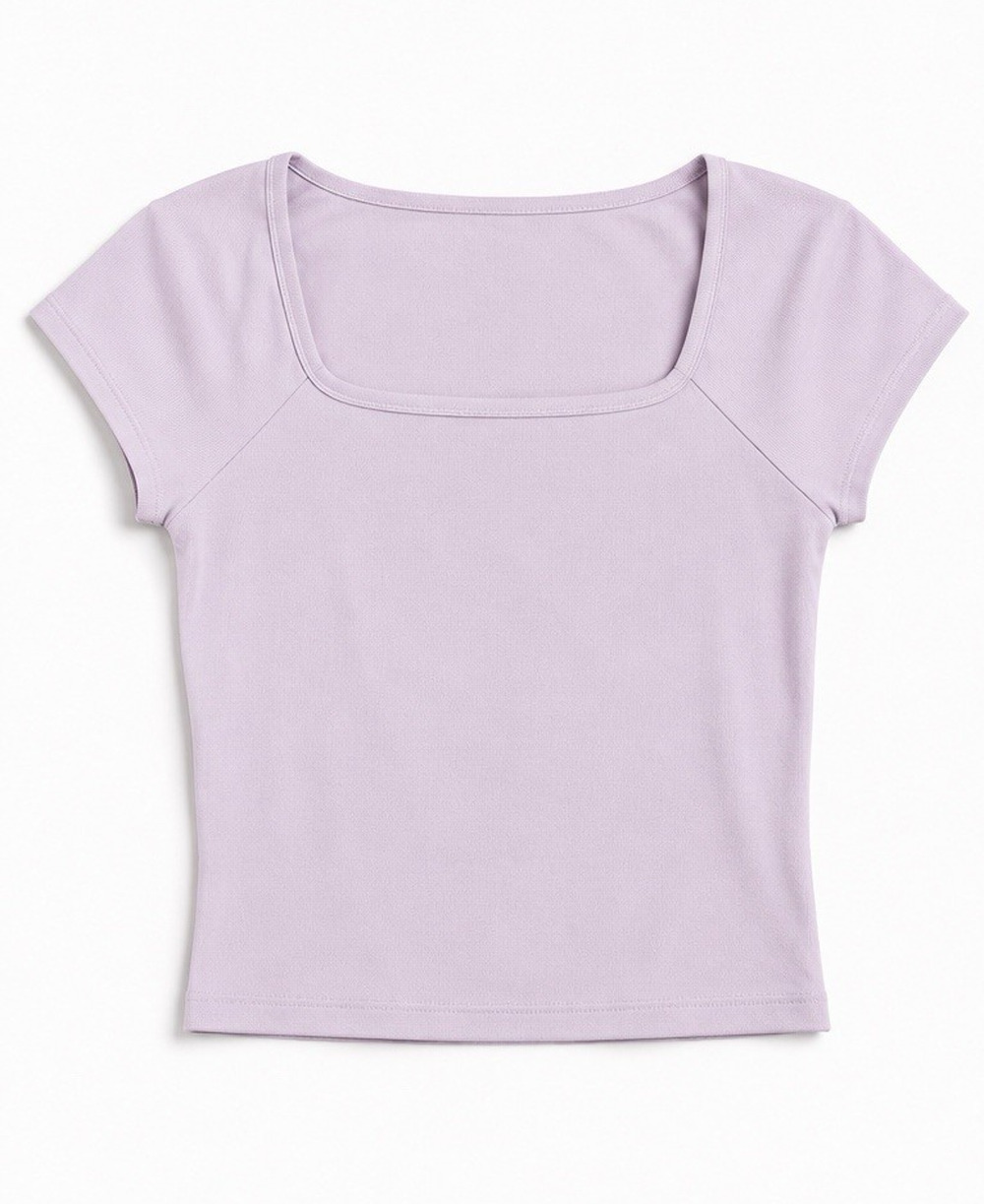 Madewell Brightside Square Neck T Shirt Womens XL Marble Lilac Cap Sleeve Crop